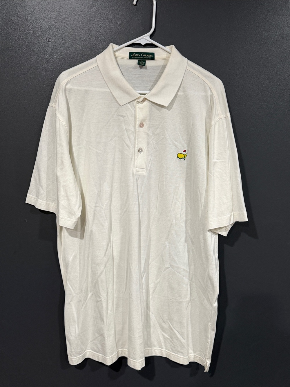 Avaan Corner Masters Men's Cream Polo Shirt Golf Emblem